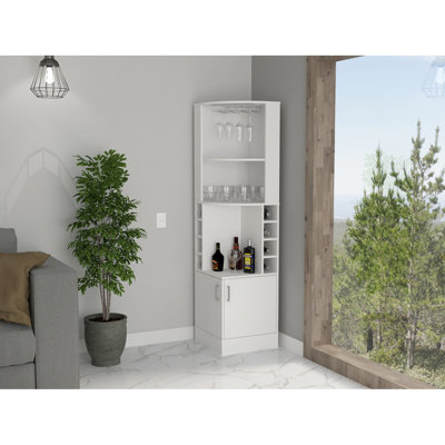 8-Bottle 2-Shelf Bar Cabinet