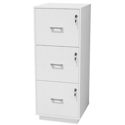 Wooden 3 Drawers File Cabinet With Lock 38.58"H by Inbox Zero