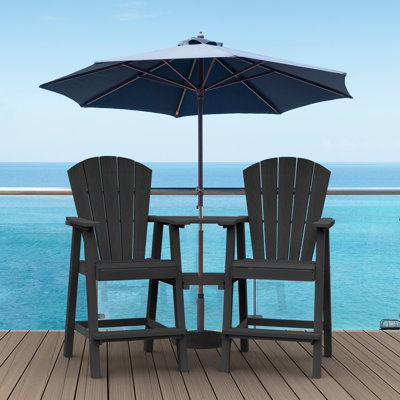 2-Piece Tall Adirondack Chairs Outdoor Adirondack Chair With Table by Rosecliff Heights