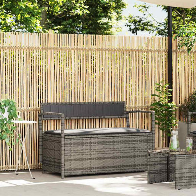 Patio Storage Bench With Cushion Poly Rattan by Hokku Designs