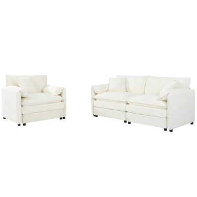 2 - Piece Living Room Set, Loveseat Couch & Sofa Armchair Set, Chenille Upholstered Couches Set With 3 Pillows by Latitude Run