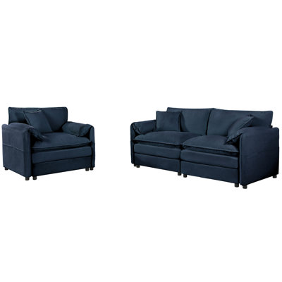 2 - Piece Living Room Set, Loveseat Couch & Sofa Armchair Set, Chenille Upholstered Couches Set With 3 Pillows by Latitude Run