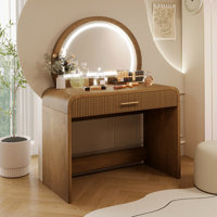 Makeup Vanity Table with Mirror by Orren Ellis