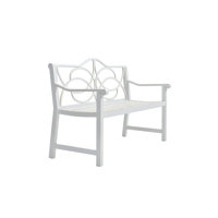 Outdoor Garden Patio Bench,Iron Metal Steel Frame Park Bench With Backrest And Armrest, Slatted Seat For Park, Yard & Porch, Balcony, Accommodates 2-3 by Lark Manor