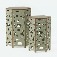 Patio Intricate Carved Accent Table - Metal Side Table, Multi-Functional End Table for Outdoor, Living Room, Bedroom & Entryway Decor by Dakota Fields