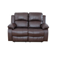 56" Faux Leather Pillow Top Arm Reclining Loveseat by Latitude Run