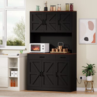71" Kitchen Pantry Cabinet With Charge Station, 8 Adjustable Shelves and 2 Drawers by Gracie Oaks