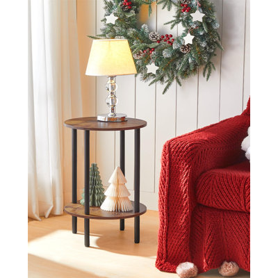 Industrial Round Table - 2-Tier Metal Frame Side Table for Living Room by 17 Stories