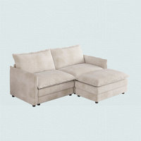 Corduroy Fabric Loveseat Sofa Couch 2 Seater L-Shaped Sectional Upholstered Large Size Deep Seat 2-Seat Sofa by Everly Quinn