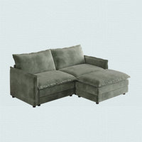 Corduroy Fabric Loveseat Sofa Couch 2 Seater L-Shaped Sectional Upholstered Large Size Deep Seat 2-Seat Sofa by Everly Quinn