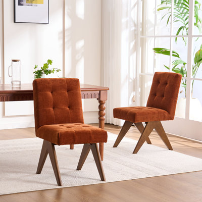 Nieck Modern Upholstered Parsons Chair Linen Fabric Tufted Dining Chairs by Corrigan Studio
