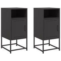 Bedside Cabinets 2 Pcs Black 14.2"X15.4"X30.7" Steel by 17 Stories