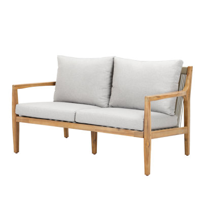Acacia Wood Outdoor Loveseat With Cushions by George Oliver