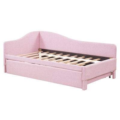 Twin Size Upholstered L-Shaped Upholstered Daybed with Pop Up Trundle by Lark Manor