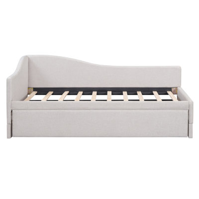 Twin Size Upholstered L-Shaped Upholstered Daybed with Pop Up Trundle