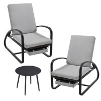 3-Piece Patio Removable Upholstered Lounge Chair Set With Coffee Table, Adjustable Backrest And Comfortable Footrest For Patio, Garden Or Balcony by Latitude Run