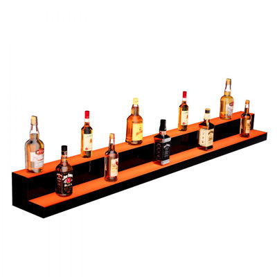 LED Lighted Liquor Bottle Display Bar Shelf RF & App Control 2-Step