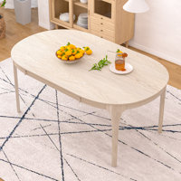 Vicktor Solid Wood Dining Table For 4-6 People, 71" Modern Wooden Kitchen Table, Oval Dinner Table For Dining Room, Home Office, Living Room Furniture by Wildon Home