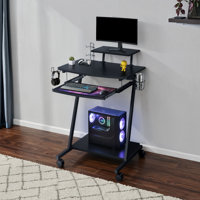 Hampsen Gaming Desk With Casters, Black by Inbox Zero