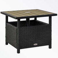 Rattan Wicker Side Table with Steel Frame and Umbrella Insert Hole by Dakota Fields