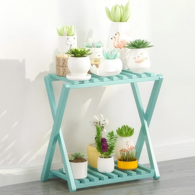 Bamboo Plant Stand Indoor/Outdoor 2 Tier Household Narrow Plant Rack by Rebrilliant