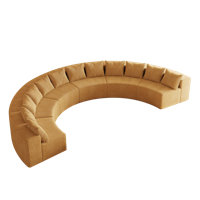 Lennon Semi-Circular Corduroy Sectional Sofa with 12 Pillows by Hokku Designs