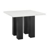 1Pc Contemporary Transitional Counter-Height Square Dining Table Faux Marble Top Black White Wooden Stone by Latitude Run