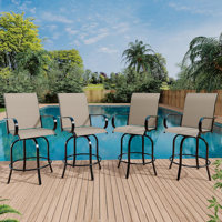 Outdoor Swivel Patio Swivel Bar Stools Chair, All Weather High Back And Armrest Patio Chairs For Deck Lawn Garden Backyard by Lark Manor