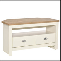 Corner TV Stand Up To 50", Entertainment Center TV Console Table With Drawers And Open Storage Compartment For Living Room, White by George Oliver