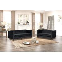 Jacqueline Velvet 2 pc Sofa and Loveseat set by Mercer41