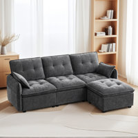 96.5” Wide Cloud-like Chenille Sectional Loveseat Sofa With Ottoman – Modern & Cozy Seating by Latitude Run