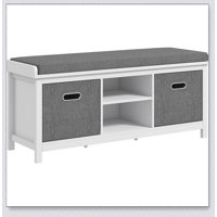 Shoe Bench with Cushion, Storage Bench for Entryway with Padded Seat, 2 Drawers by Winston Porter