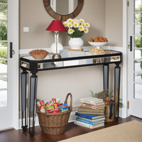 Antique Silver Mirror Console Table with Open Storage by House of Hampton