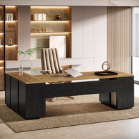 85.8" L-Shaped Executive Desk with File Cabinet by Latitude Run