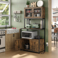 Nyyear 63" Tall Kitchen Pantry with Outlet,Kitchen Hutch,Kitchen Coffee Bar Cabinet with Microwave Shelf