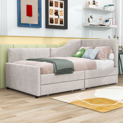 Twin Upholstered Daybed with 2 Storage Drawers by Latitude Run
