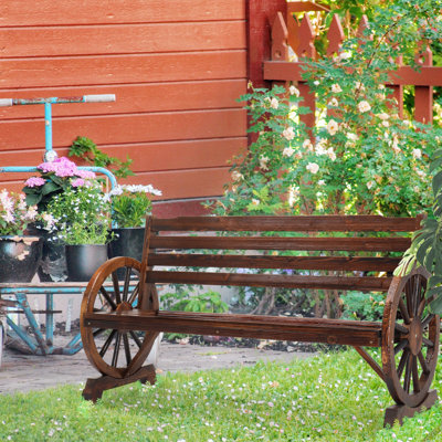 56 In. Cedar Wood Wagon Wheel Bench by Millwood Pines