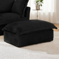 Durable Corduroy Fabric Ottoman With Soft Texture, Ideal For Relaxing Spaces by Latitude Run