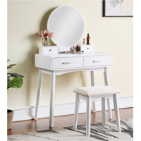Contemporary Wood Vanity and Stool Set by George Oliver