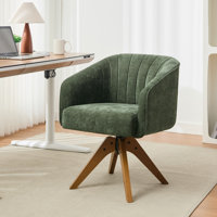 Modern Chenille Upholstered Swivel Office Chair, Home Task Chair With Wood Base by George Oliver