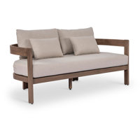 Glenmore 65" Water Resistant Fabric Upholstered Outdoor Patio Loveseat with Protective Cover Included by Latitude Run