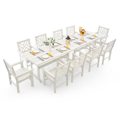 12-Piece All-Weather Hdpe Patio Dining Set For 10 With Umbrella Hole by Red Barrel Studio