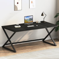 Writing Desk,Industrial Wood Metal Work Desk for Writing Study by Hokku Designs