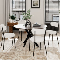 Round Pedestal Dining Set with Teddy Dining Chair by George Oliver