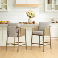 Modern Wood & Rope-Woven Counter Stool by George Oliver