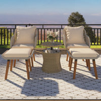 Patio Conversation Set With Wicker Cool Bar Table by George Oliver