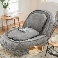 Multi-Function Lounger, Lazy Sofa Couch,Space Saving Design,Foldable,Human Pets Bed With 5 Adjustable Position, For Bedroom, Living Room by Everly Quinn