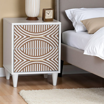 Finland Nightstand With Contrasting Carvings by Loon Peak