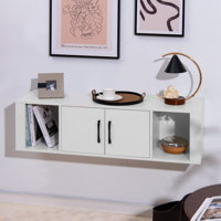 Wall Mounted Floating 2 Door Desk Hutch Storage Shelves for Kitchen and Living by Ebern Designs