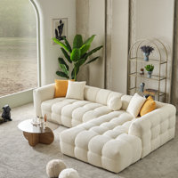Modern Bouclé Sectional Sofa – Plush Curved Design With Deep Seats, Modular Layout & Teddy Upholstery by Everly Quinn